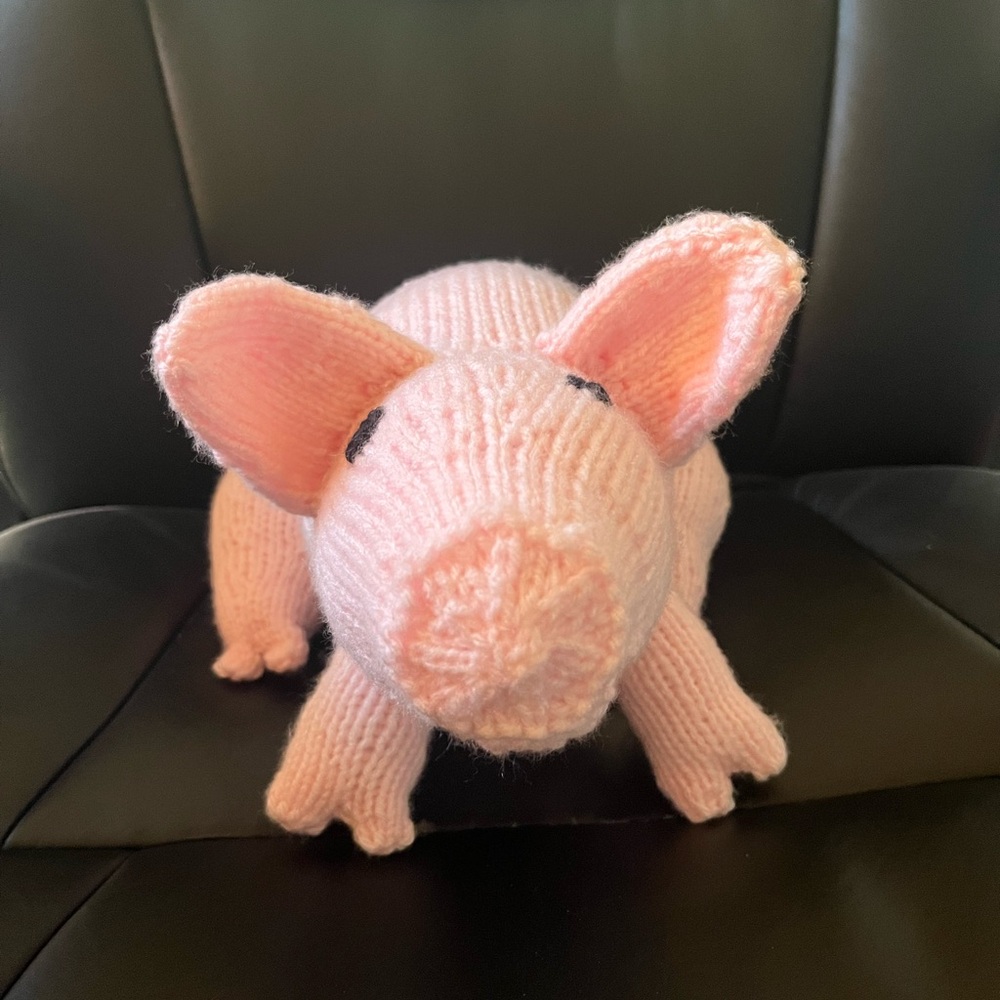 Pink Knitted Pig Plush Toy